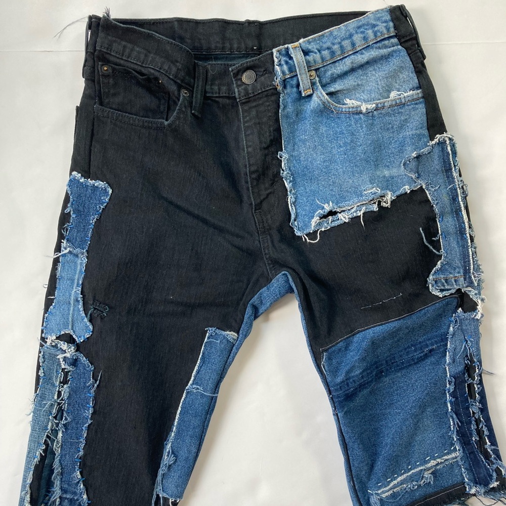 Custom Levi’s Deconstructed Patchwork Jeans Denim… - image 1